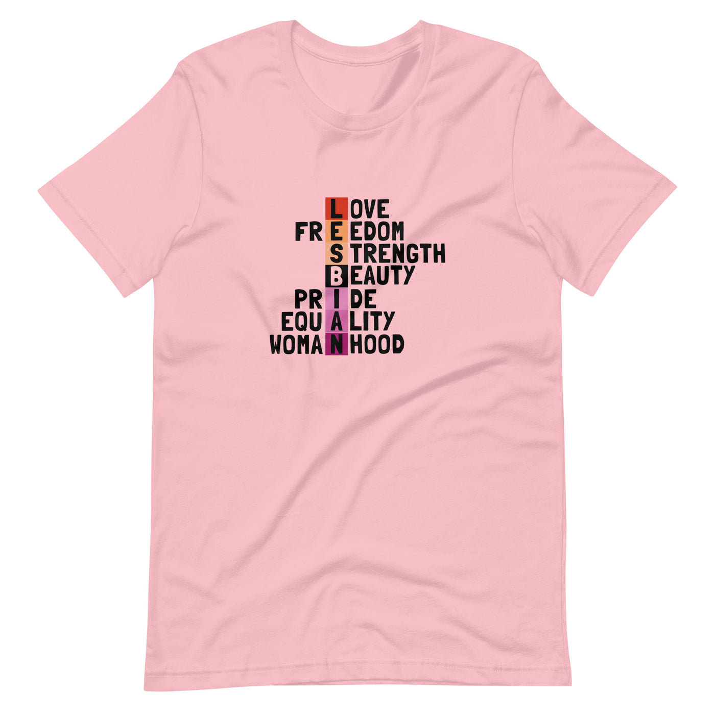 Pride Clothes - Lesbian Pride Core Values T-Shirt - Pink