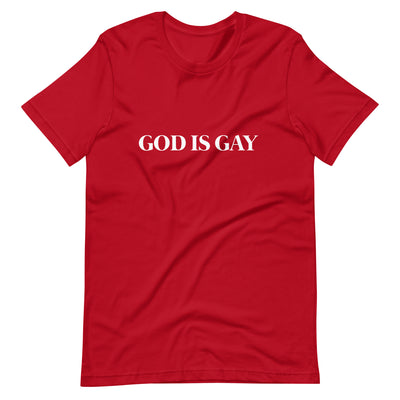 Pride Clothes - God Is Love & God Is Gay Proud Ally T Shirt - Red
