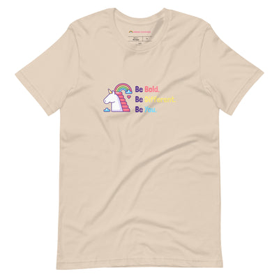 Pride Clothes - Be Bold Different & Uniquely You Unicorn Pride T-Shirt - Soft Cream