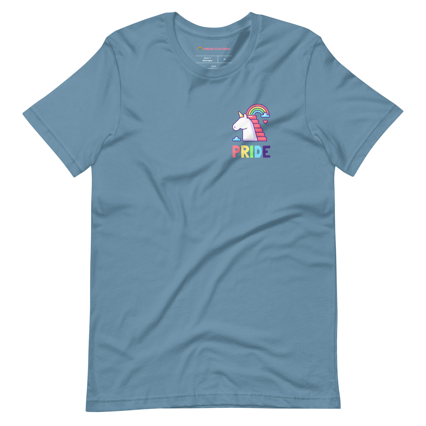 Pride Clothes - Unicorn Magic in the Air Charming Unicorn Pride TShirt - Steel Blue