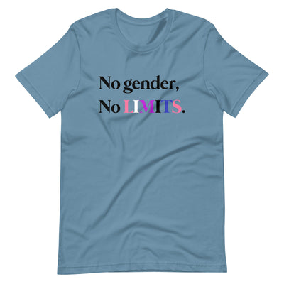 Pride Clothes - No Gender No Limits Genderfluid Pride Flag Color T-Shirt - Steel Blue