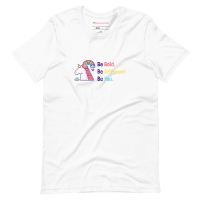 Pride Clothes - Be Bold Different & Uniquely You Unicorn Pride T-Shirt - White