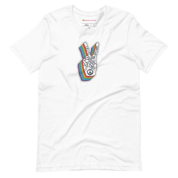 Pride Clothes - Spread Love and Peace Gay Pride Rainbow T-Shirt - White