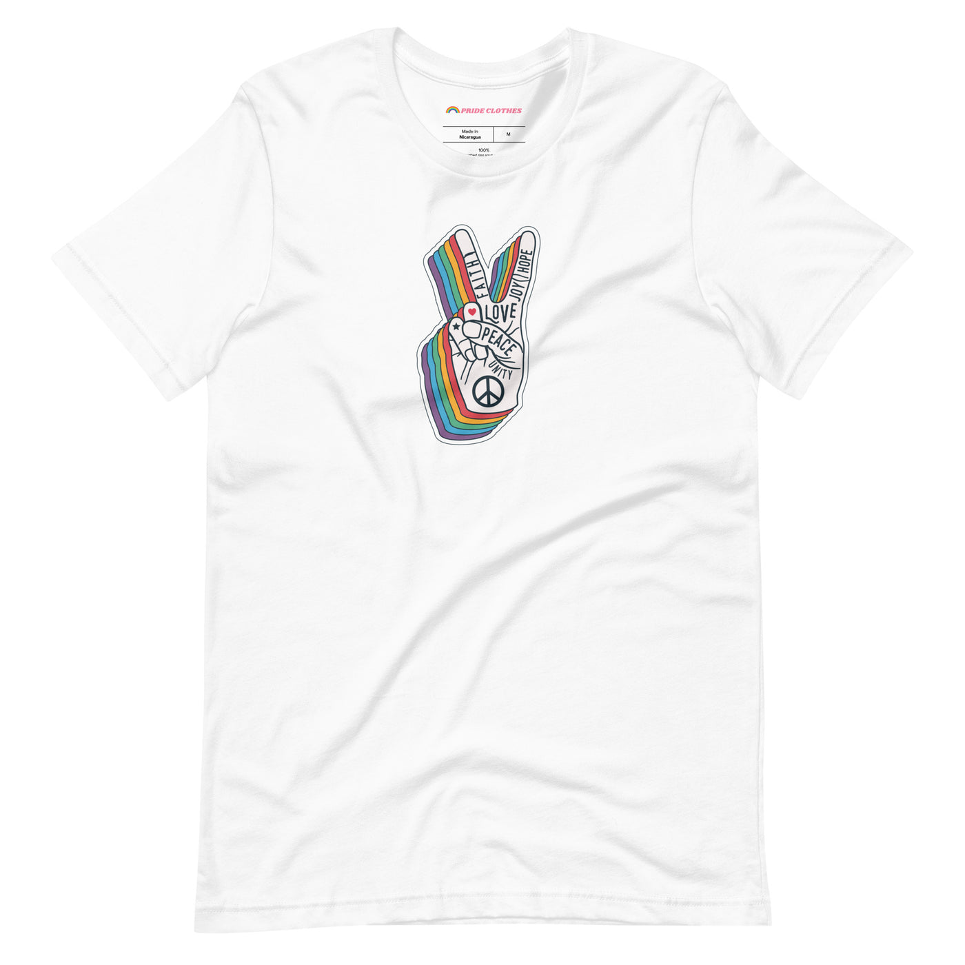 Pride Clothes - Spread Love and Peace Gay Pride Rainbow T-Shirt - White