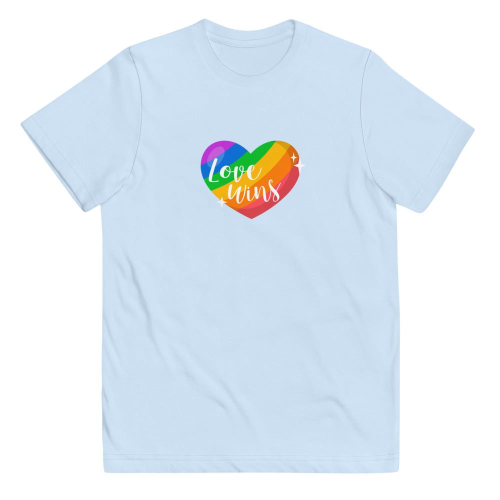 Pride Clothes - Sparkling Rainbow Heart Love Wins Pride Toddler TShirt - Light Blue