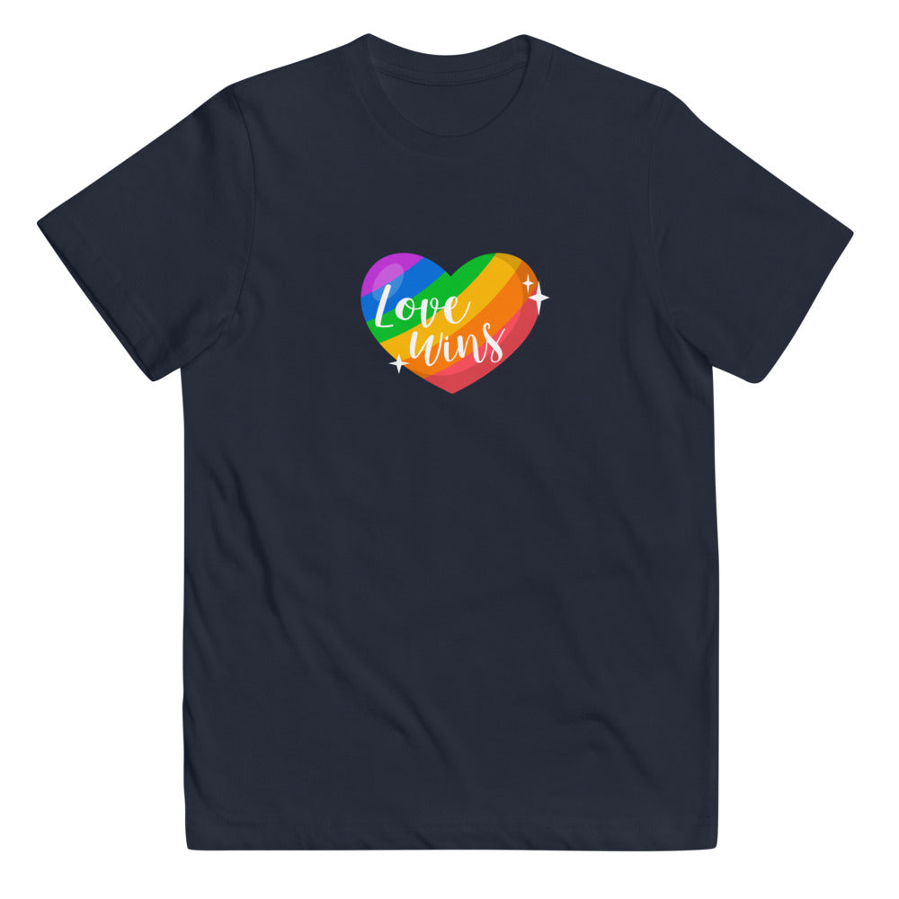 Pride Clothes - Sparkling Rainbow Heart Love Wins Pride Toddler TShirt - Navy